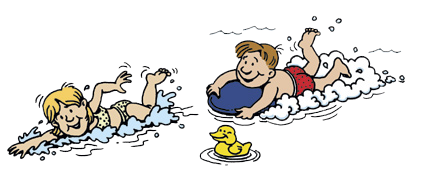 Drawing of girl and boy swimming